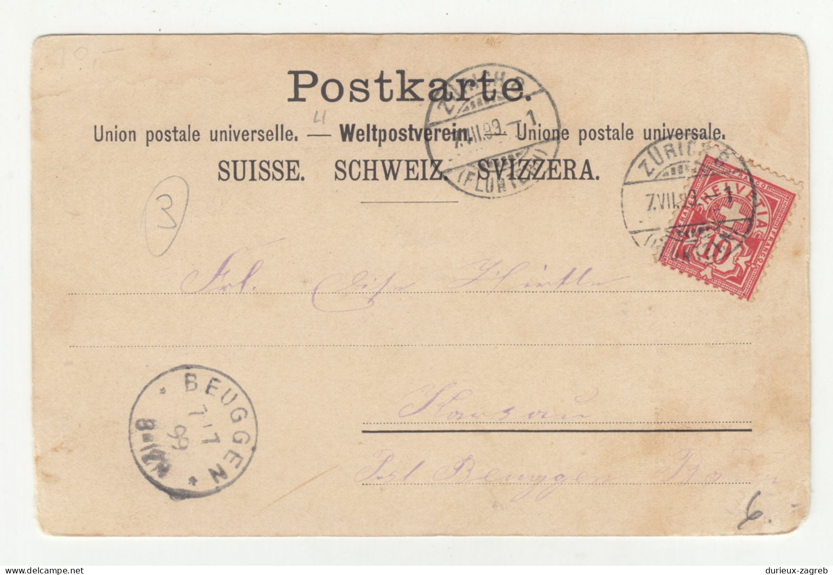 Switzerland Arth-Riigi-Bahn Old Postcard Posted 1899 B240503 - Autres & Non Classés