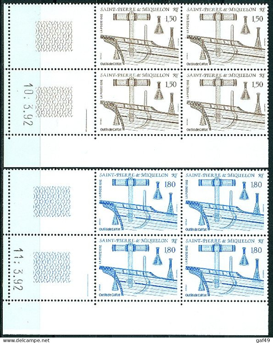 SPM Saint Pierre Et Miquelon 1992 Poste N° Y&T 561 & 562 Blocs De 4 Coins Datés Neufs Sans Charnière Outils De Calfat - Nuevos