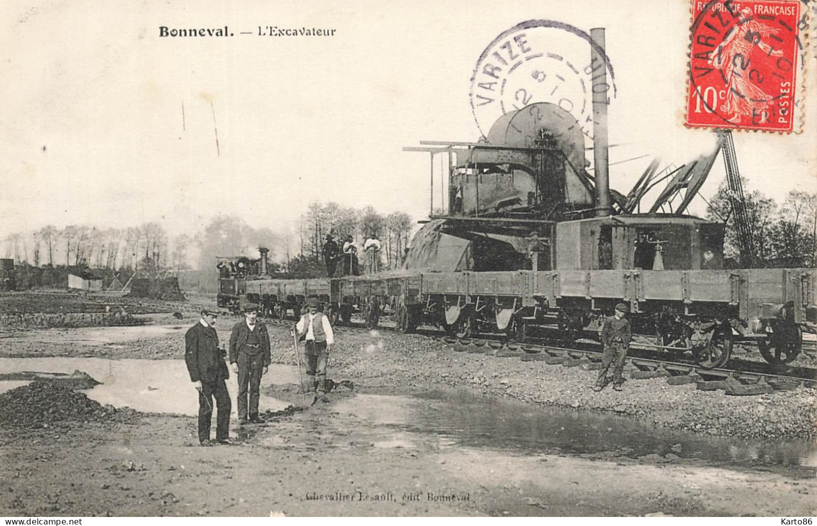Bonneval * L'excavateur * 1910 * Wagons Train Machine Ligne Chemin De Fer Eure Et Loir * Villageois - Bonneval