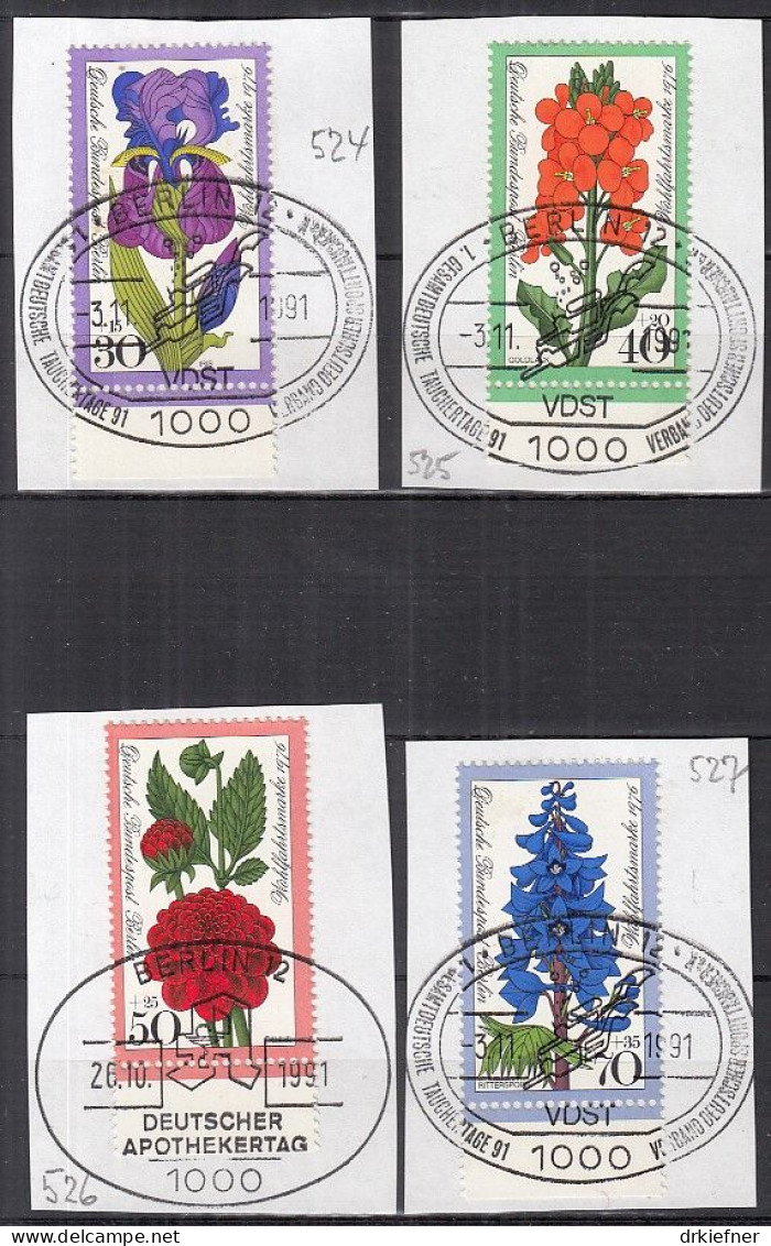 BERLIN  524-527, Gestempelt Auf Briefstück, SoSt., Wohlfahrt: Gartenblumen, 1976 - Used Stamps