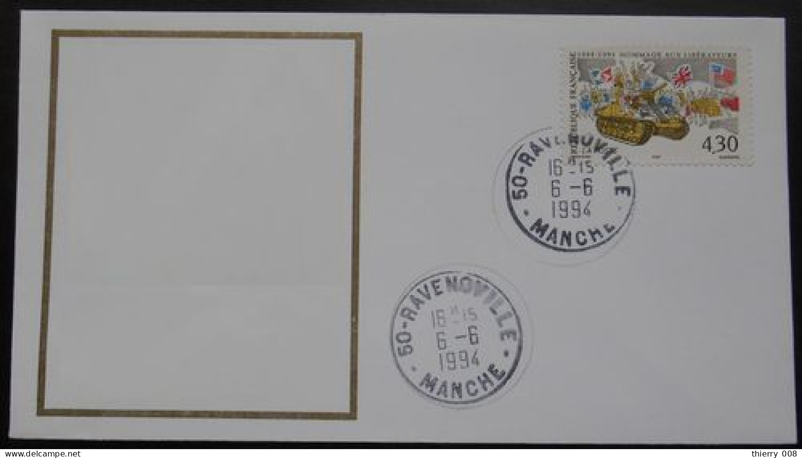 R03 Cachet Temporaire Ravenoville 50 Manche  Débarquement Libération 6 Juin 1994 - Manual Postmarks