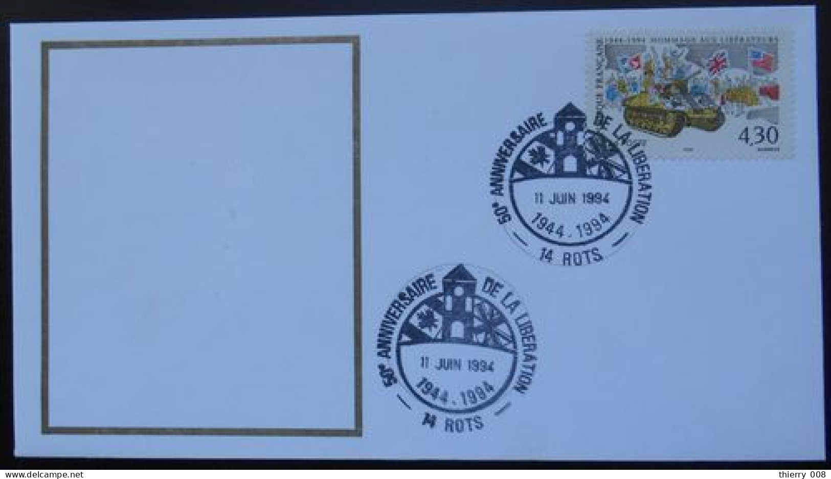 R34 Cachet Temporaire Rots 14 Calvados Anniversaire De La Libération 6 Juin 1994 - Commemorative Postmarks