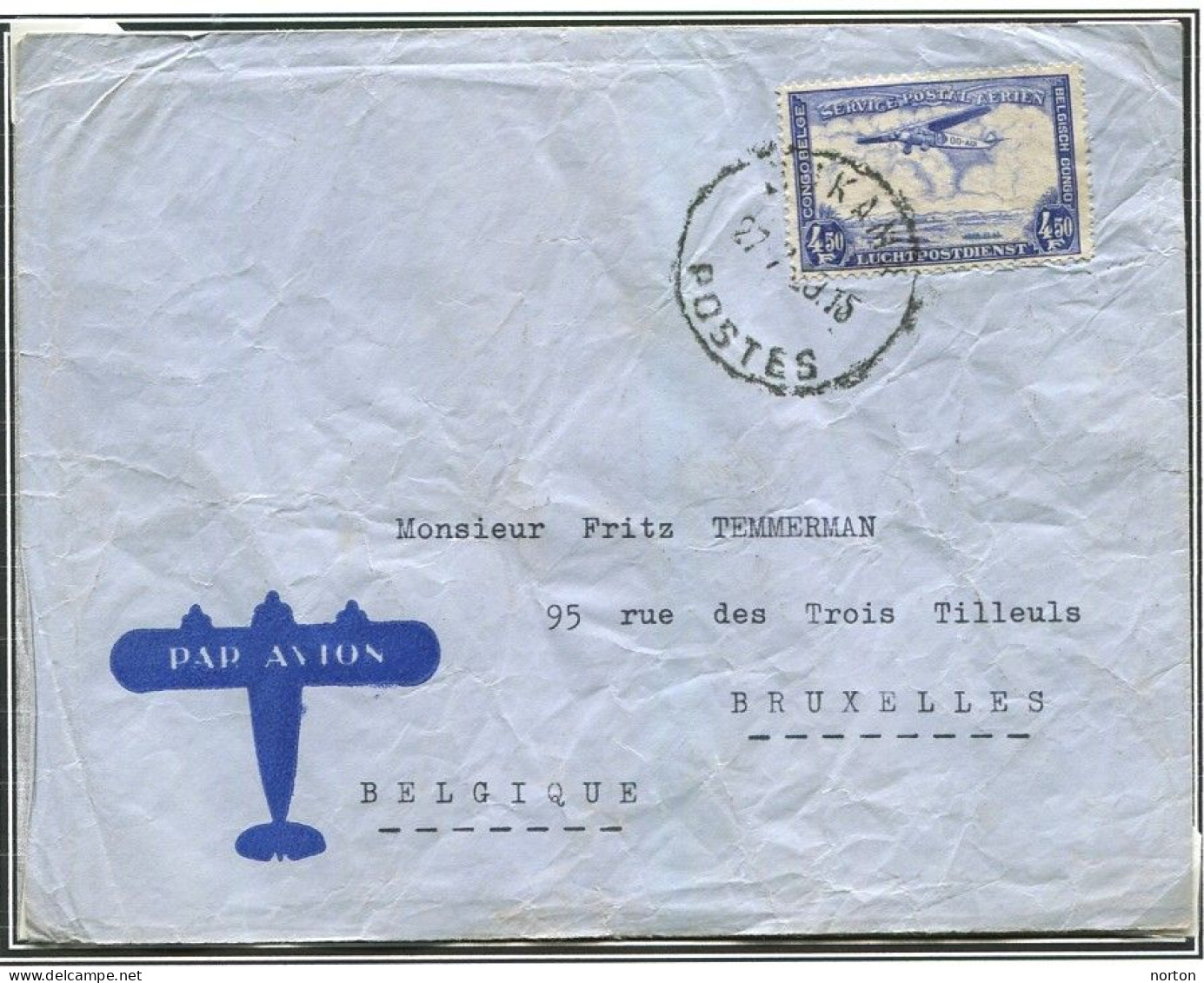 Congo Bukama Oblit. Keach 7C1 Sur C.O.B. PA11 Sur Lettre Vers Bruxelles Le 27/07/1940 - Cartas & Documentos