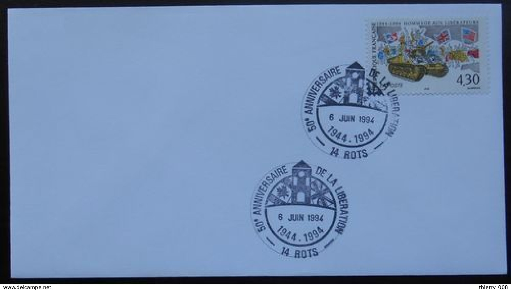 R41 Cachet Temporaire Rots 14 Calvados Anniversaire De La Libération 6 Juin 1994 - Commemorative Postmarks