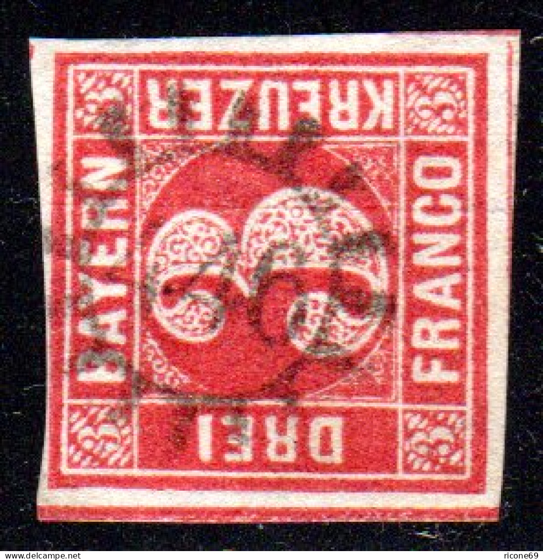 Bayern, MR 446 ROTTENBURG Zentrisch Auf Voll-/breitrandiger 3 Kr. - Used