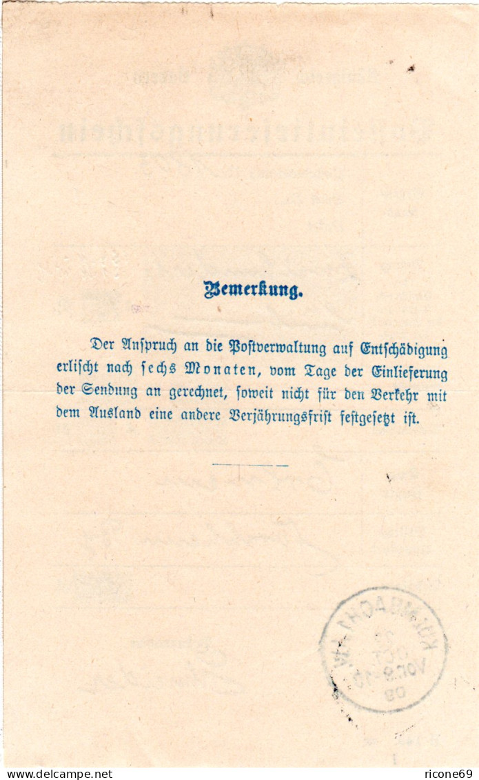 Bayern 1909, Posteinlieferungsschein M. K1 KULMBACH 1.A.W. (nicht B. Helbig). - Storia Postale
