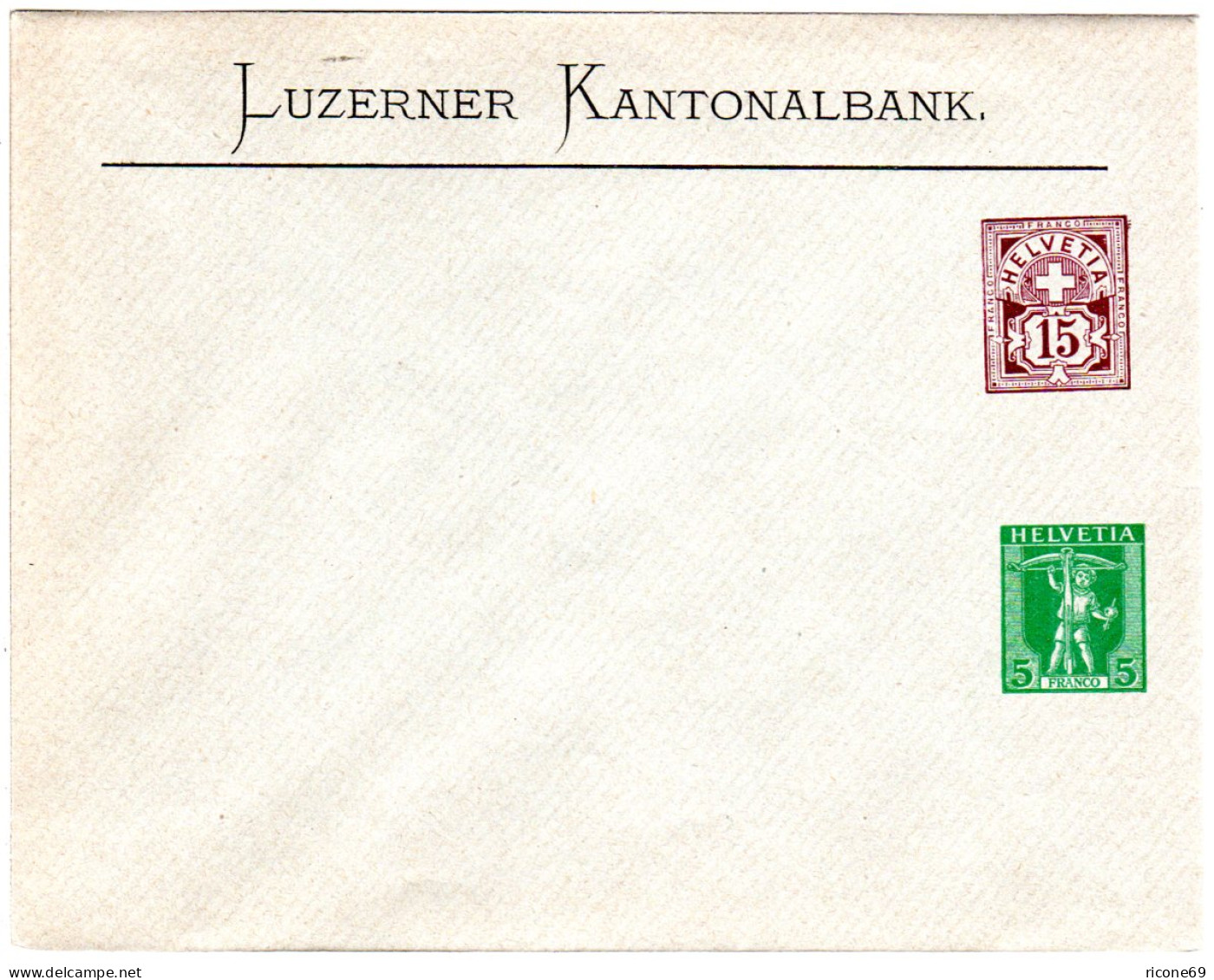Schweiz, Ungebr. Privat Ganzsachenumschlag V. Luzern M. 2 Wertstempeln - Briefe U. Dokumente
