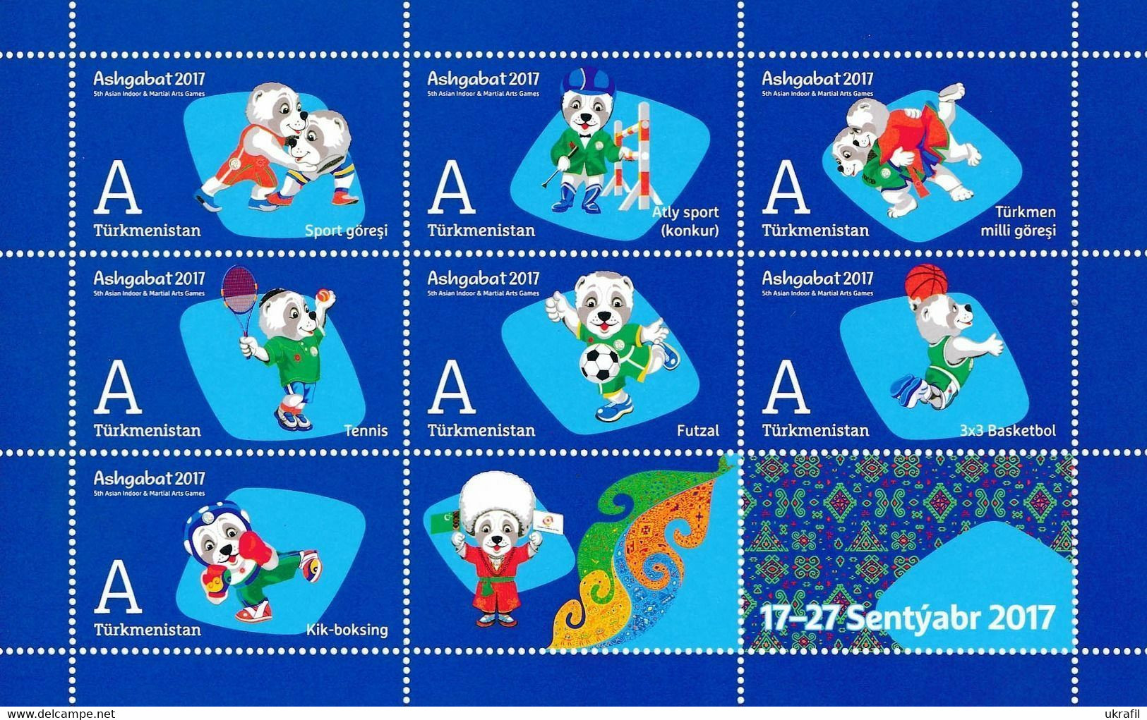 2017 Turkmenistan, Asian Games, Sports, Football, Tennis, Basketball, Sheet - Turkmenistan