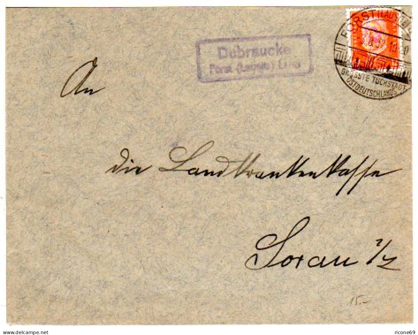 DR 1932, Landpost Stpl. DUBRAUCKE über Forst (Lausitz) Land Auf Brief M. 12 Pf. - Storia Postale