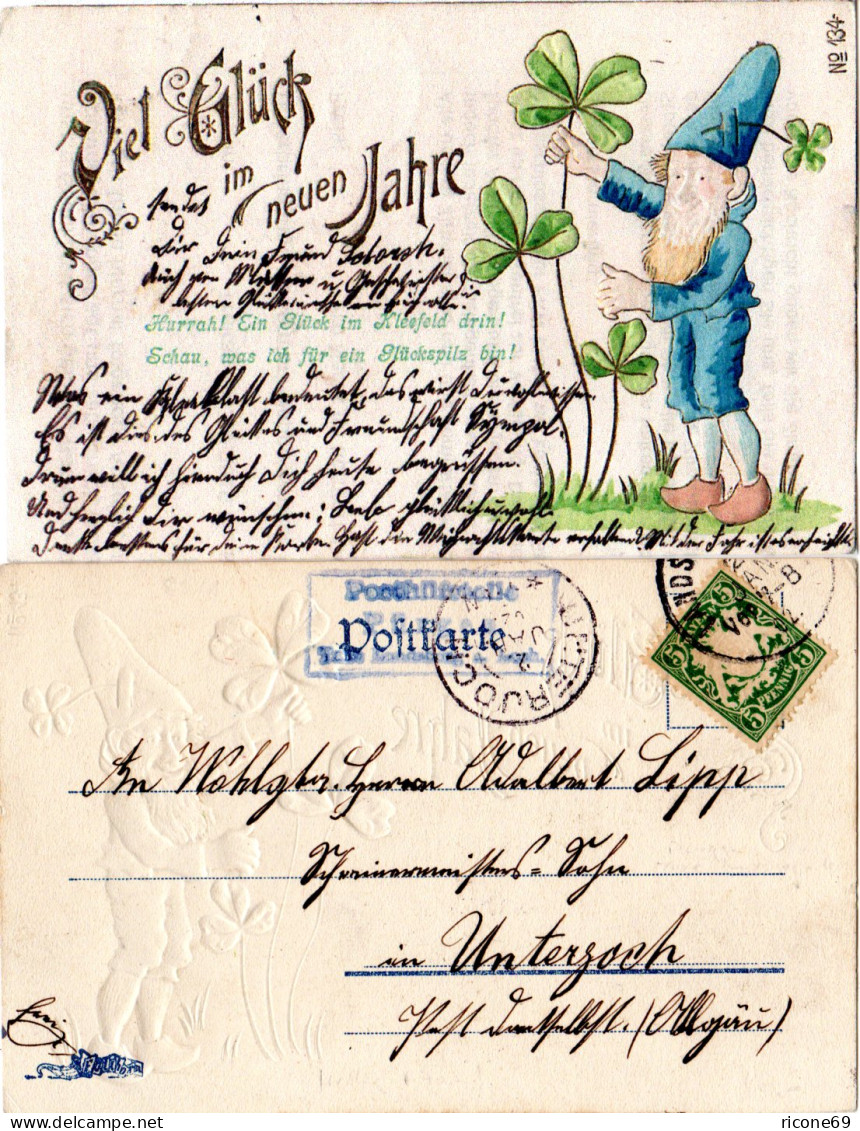 Bayern 1902, Posthilfstelle PÜRGEN Taxe Landsberg A. Lech Auf Präge-AK M. Zwerg. - Lettres & Documents