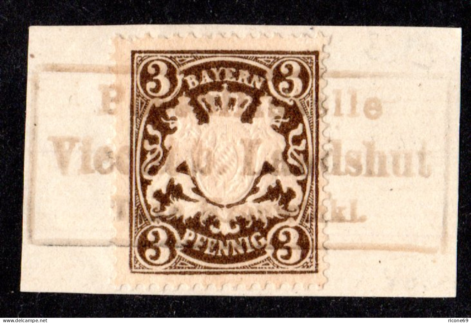 Bayern, Posthilfstelle VIECHT B. LANDSHUT Taxe Kronwinkl Auf Briefstück M. 3 Pf. - Oblitérés