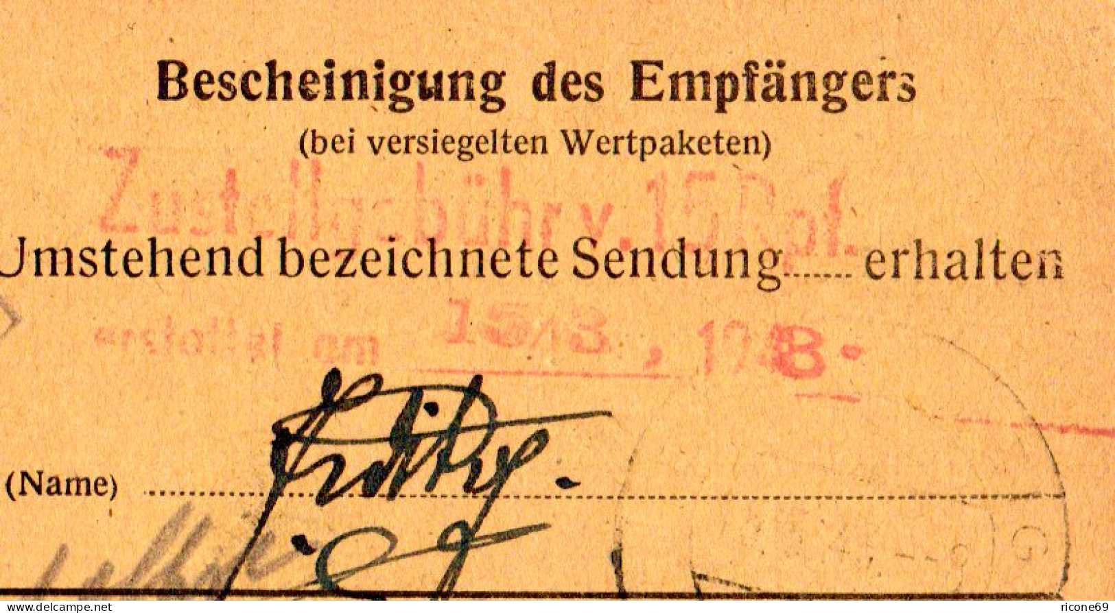 Luxemburg 1943, 15+30 Pf. Auf Paketkarte M. "B"-Zettel U. Rs. Zustellgebührstpl. - Besetzungen 1938-45