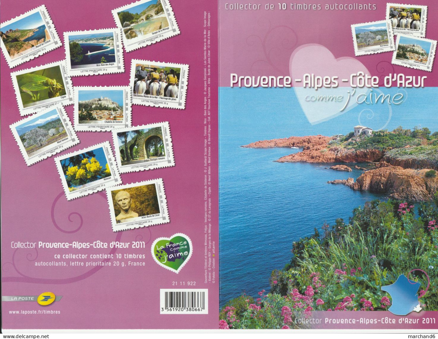 Feuillet Collector Provence Alpes Cote D Azur Série 3 France 2011 IDT L P 20gr 10 Timbres Autoadhésifs N°109 - Collectors