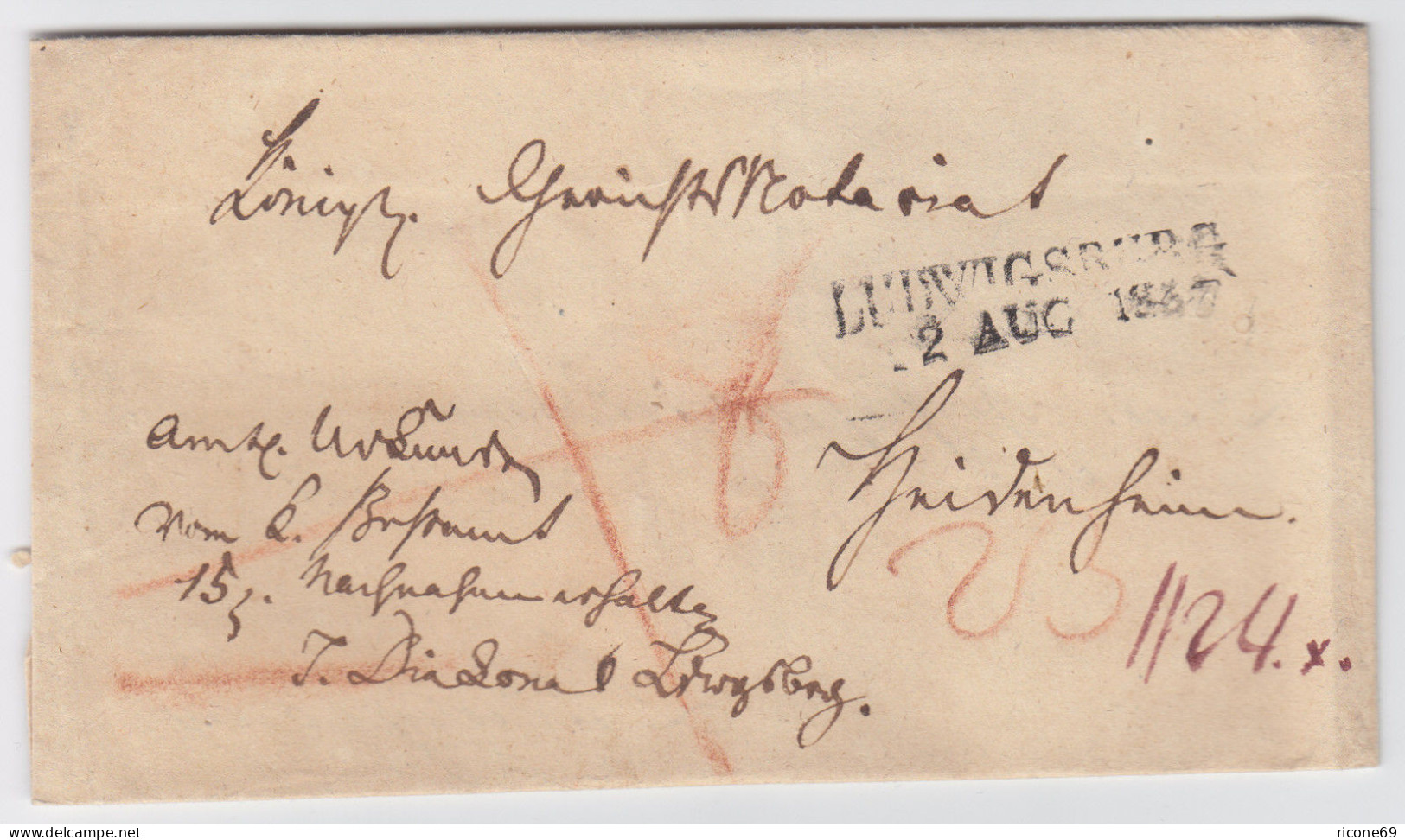 Württemberg 1837, L2 Ludwigsburg Auf Nachnahme Brief N. Heidenheim. #1991 - Préphilatélie