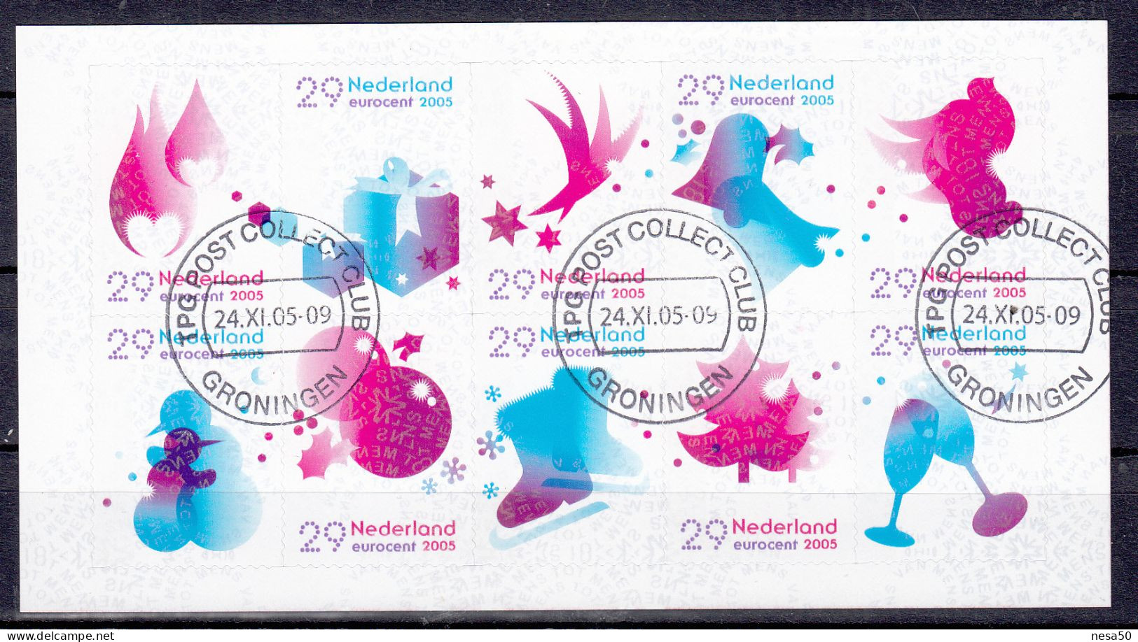 Nederland 2005 Nvph Nr 2371 Tm  2380, Mi Nr 2348 - 2357;  Decemberzegels, Chistmas, Sheet - Usati