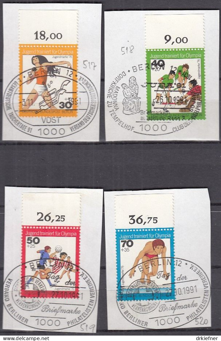 BERLIN  517-520, Gestempelt Auf Briefstück, SoSt., Jugend Trainiert Für Olympia, 1976 - Used Stamps