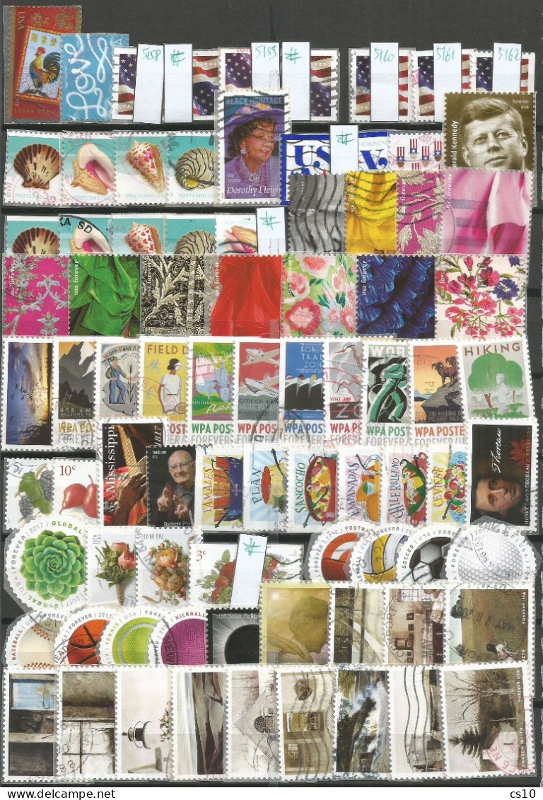 USA Selection 2017 Yearset In # 124 PCS - 99% In VFU Condition (circular PMK) - ONLY 3 STAMPS NOT INCLUDED !!!!!!!!!!!!! - Lots & Kiloware (mixtures) - Max. 999 Stamps
