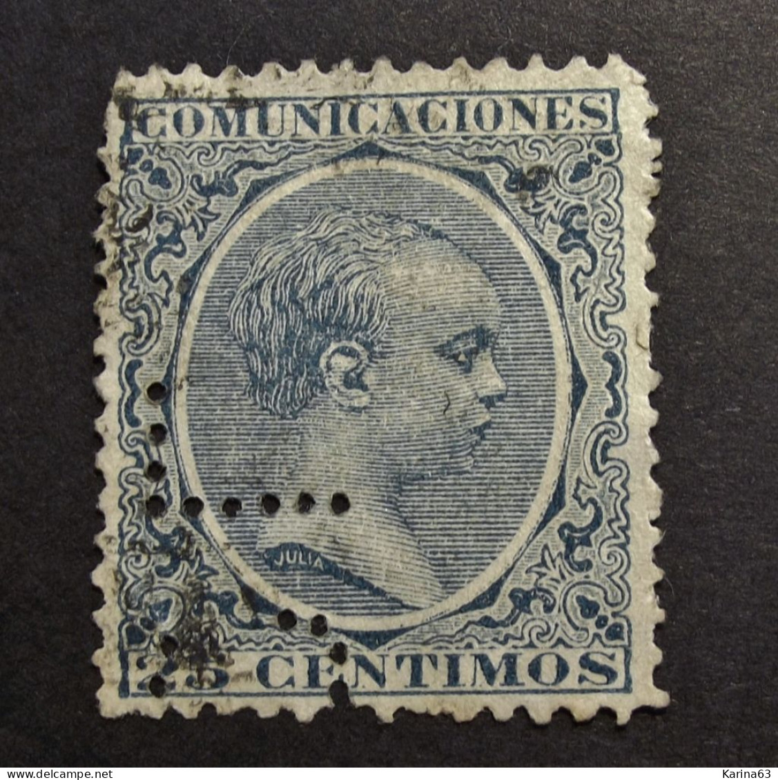 Espana - Spain - Alfonso XIII -  Perfin - Lochung  - C L - Credito Lyones -  Cancelled - Used Stamps