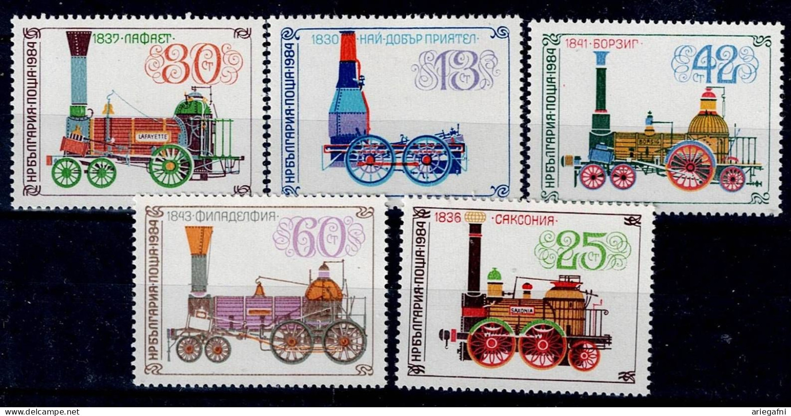 BULGARIA 1984 HISTORIC STEAM LOCOMOTIVE MI No 3278-82 MNH VF!! - Unused Stamps
