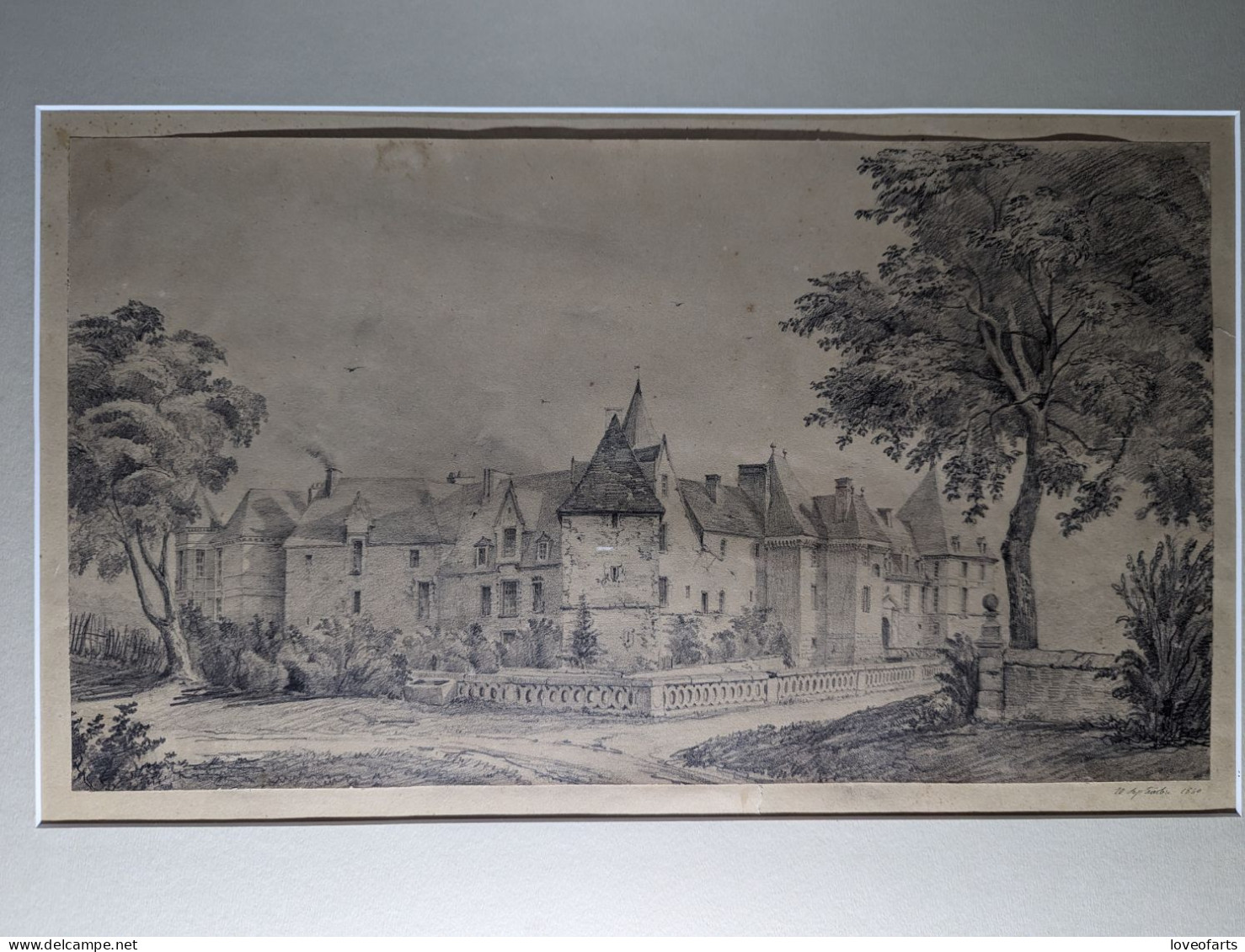 TABLEAU - CHATEAU DE CARROUGES, ORNE, NORMANDIE - JL TIRPENNE (1801-1867) - Dibujos