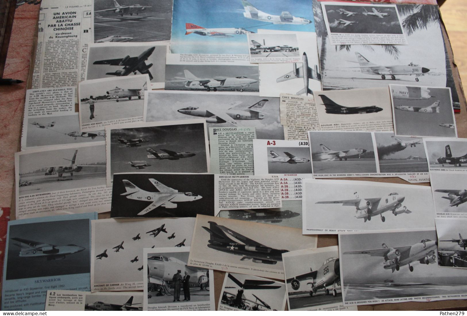 Lot De 124g D'anciennes Coupures De Presse Et Photo De L'aéronef Américain Douglas A3D "Skywarrior" - Aviación