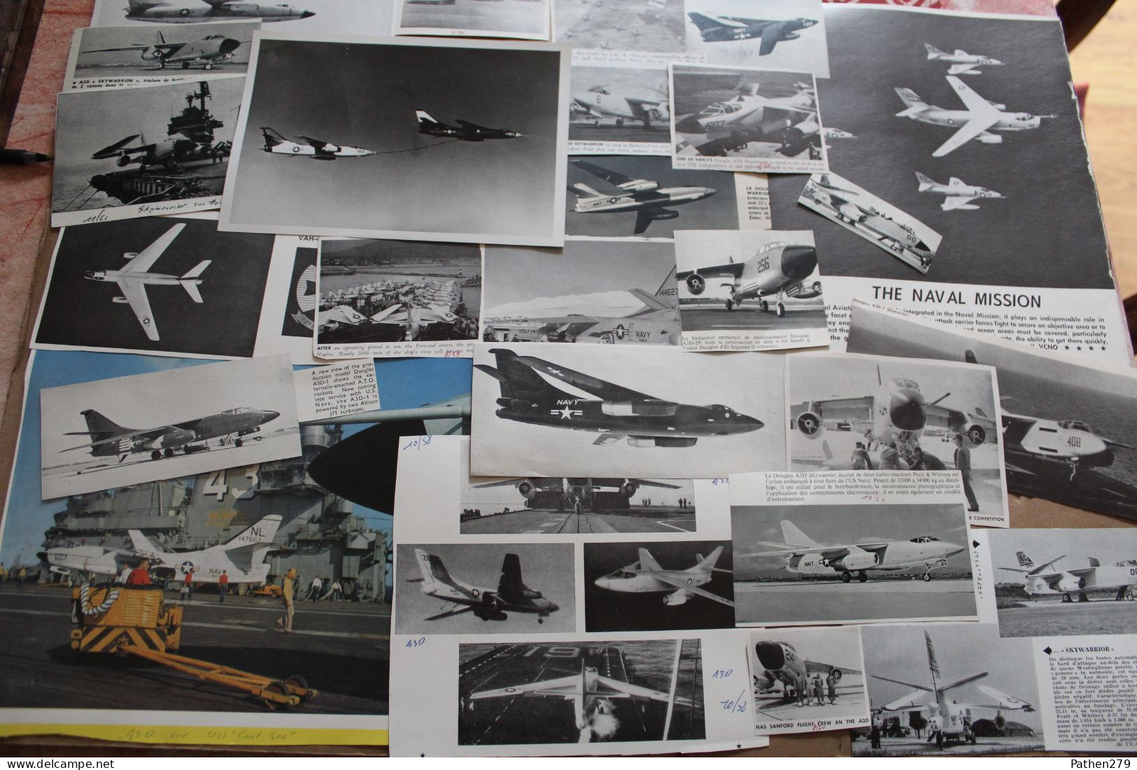 Lot De 124g D'anciennes Coupures De Presse Et Photo De L'aéronef Américain Douglas A3D "Skywarrior" - Aviación