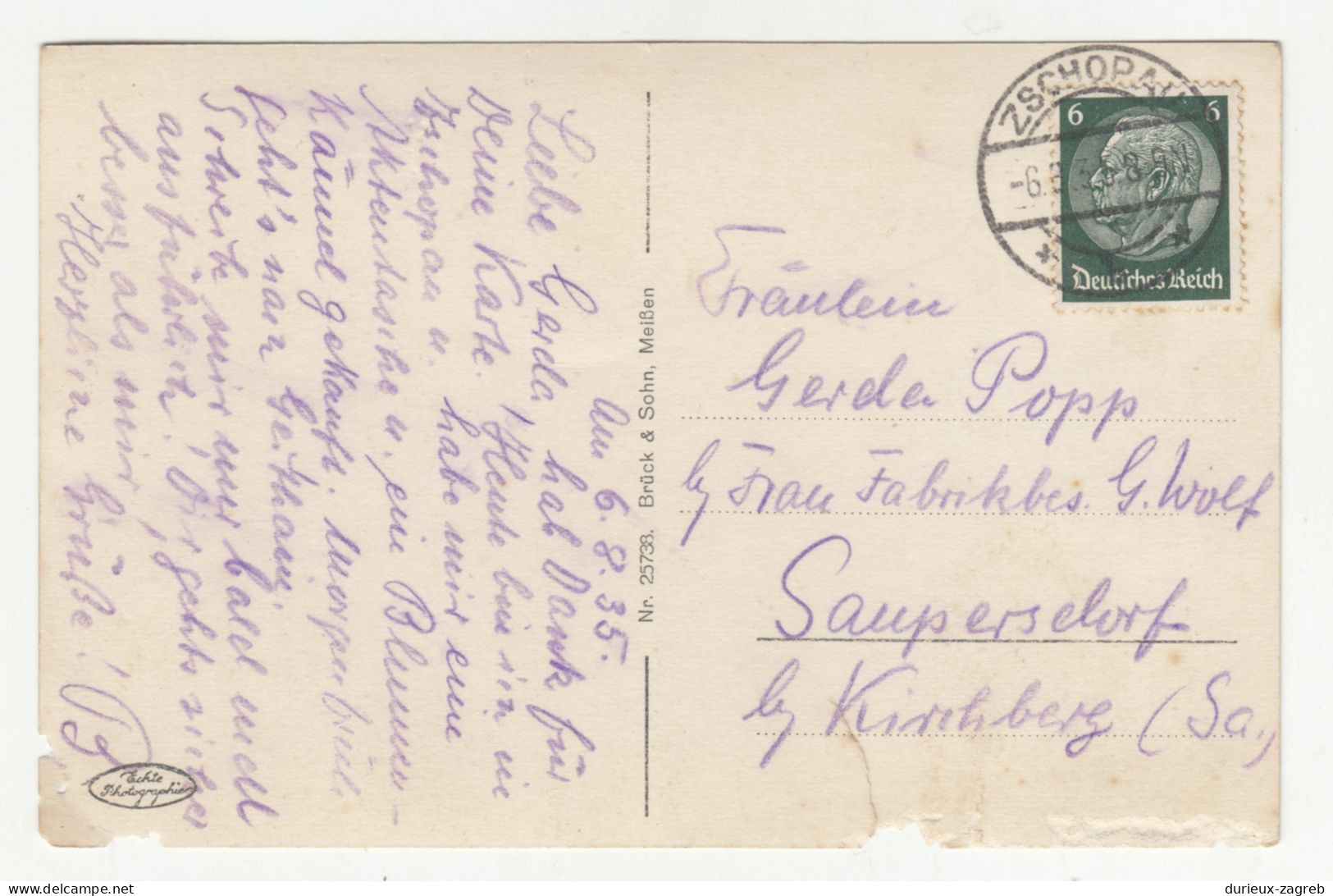Zschopau Markt Old Postcard Posted 1935 B240503 - Zschopau