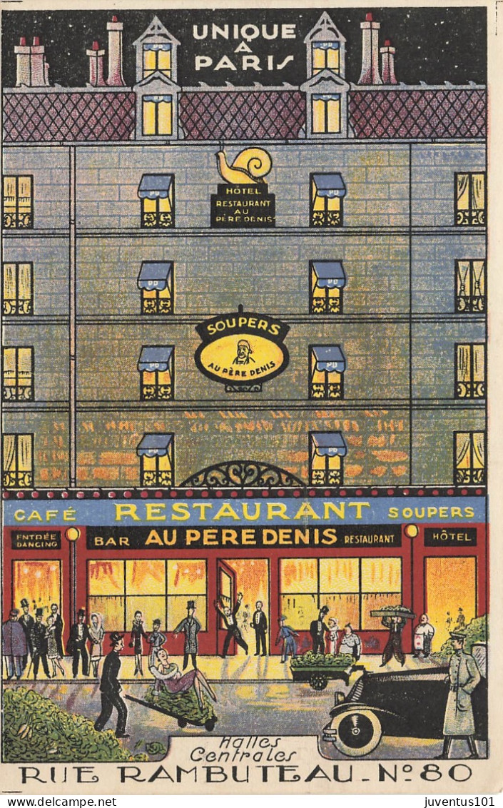 CPA Paris-Restaurant Au Père Denis-Halles Centrales Rue Rambuteau-80-RARE       L2895 - Cafés, Hôtels, Restaurants