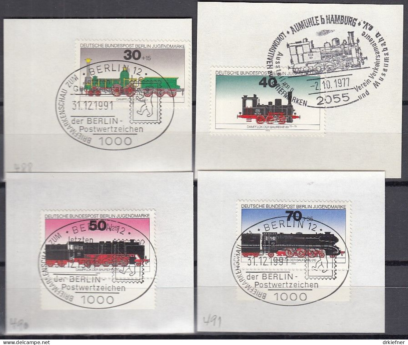 BERLIN  488-491, Gestempelt Auf Briefstück, SoSt., Jugend: Lokomotiven, 1975 - Used Stamps