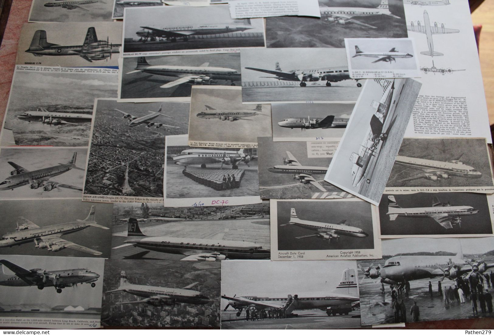 Lot De 160g D'anciennes Coupures De Presse Et Photo De L'aéronef Américain Douglas DC-7 - Fliegerei