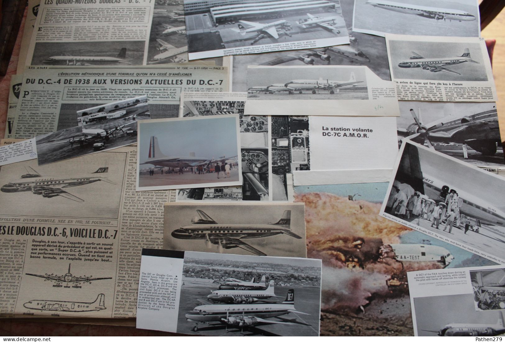 Lot De 160g D'anciennes Coupures De Presse Et Photo De L'aéronef Américain Douglas DC-7 - Fliegerei