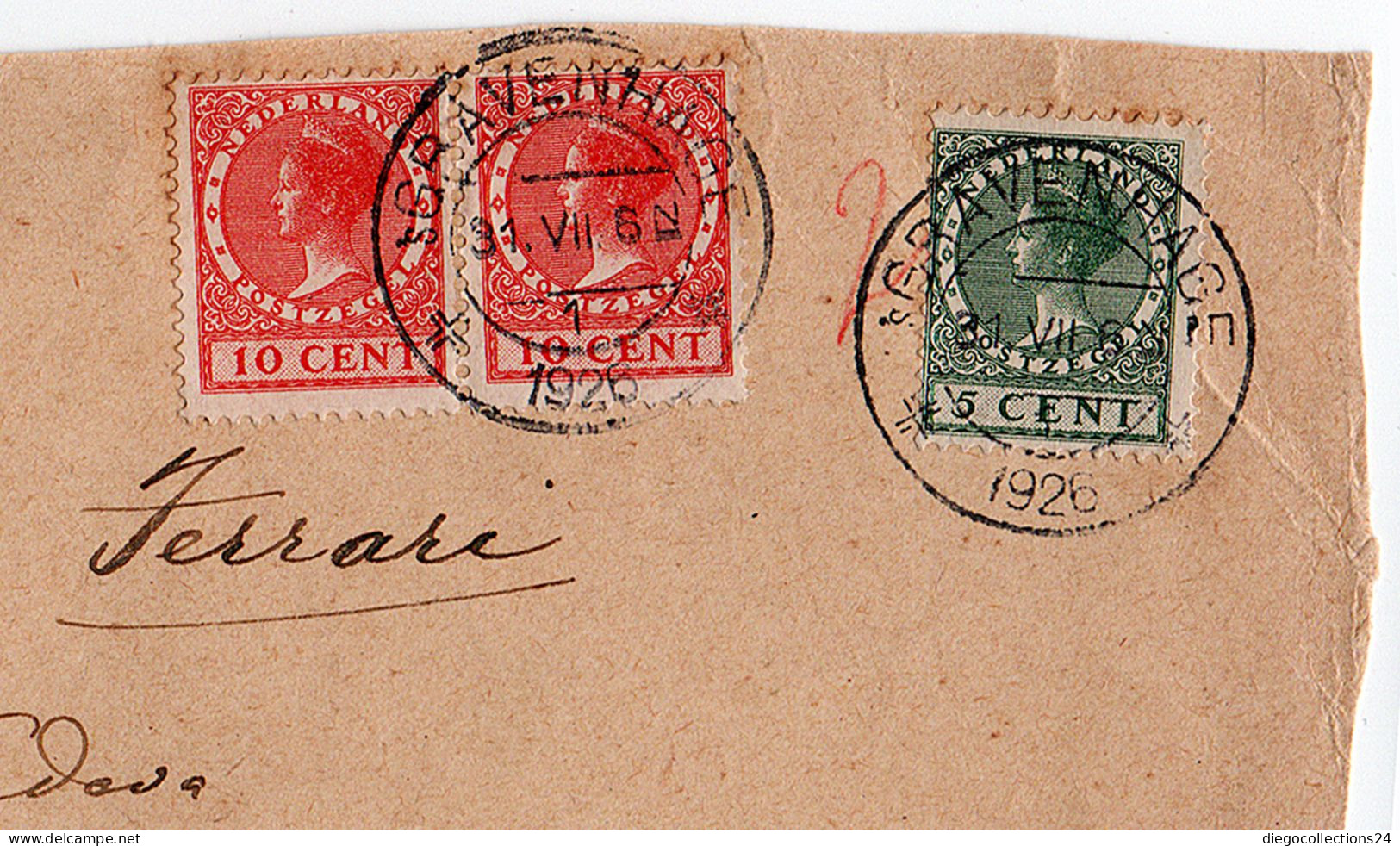 1926 Fronte Busta Da Olanda A Italia - Storia Postale