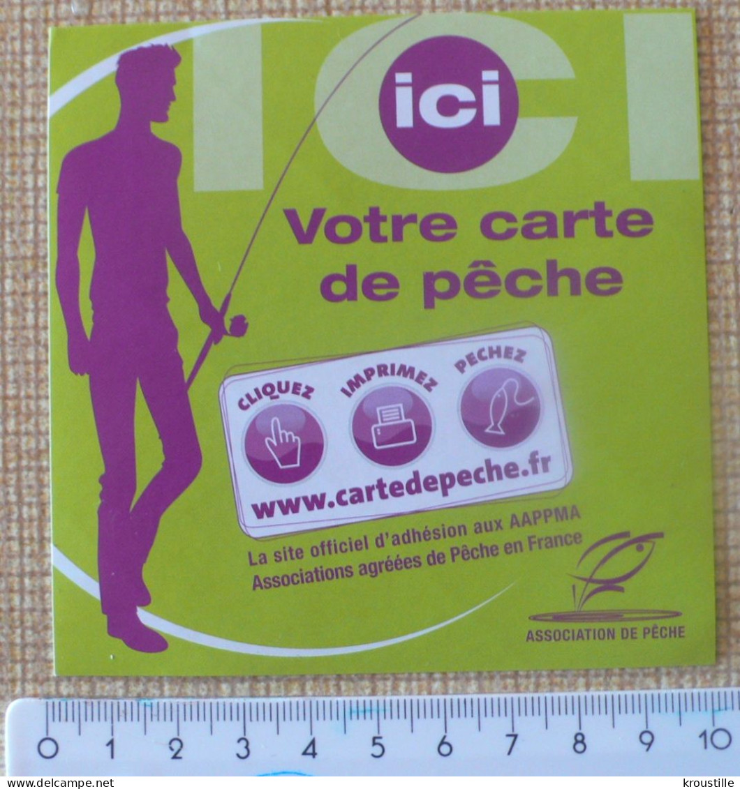 LOT DE 2 AUTOCOLLANTS "ICI VOTRE CARTE DE PECHE" - Stickers