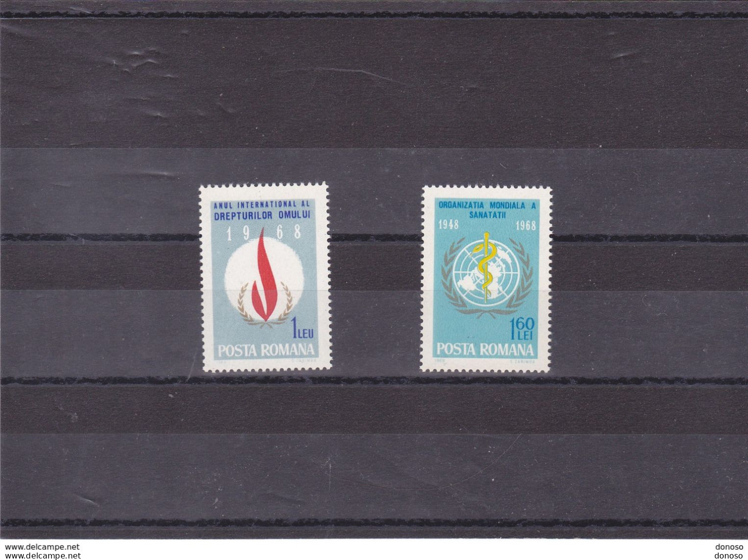 ROUMANIE 1968 OMS Droits De L'homme Yvert 2377-2378, Michel 2674-2675 NEUF** MNH Cote Yv 3,50 Euros - Unused Stamps
