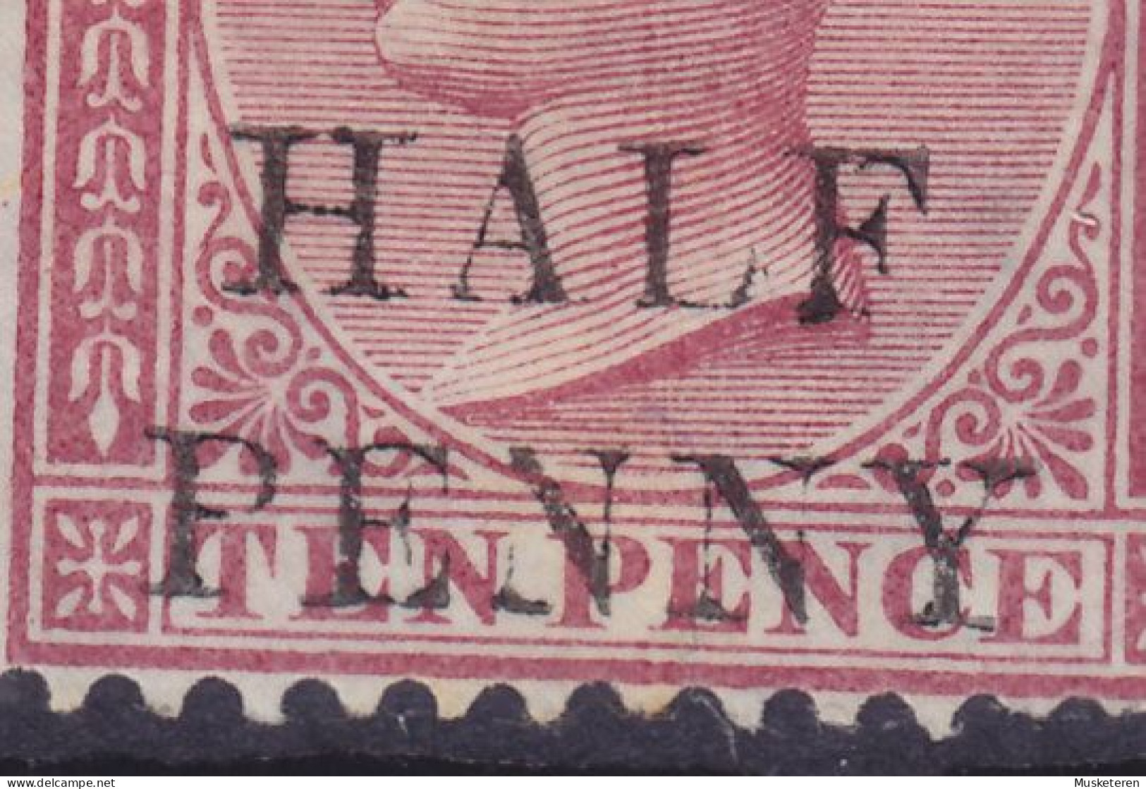 Mauritius 1876 Mi. 39, HALF PENNY/10p. Queen Victoria Overprinted Aufdruck ERROR Variety 'Missing Print In 'P & N', MH* - Mauricio (...-1967)