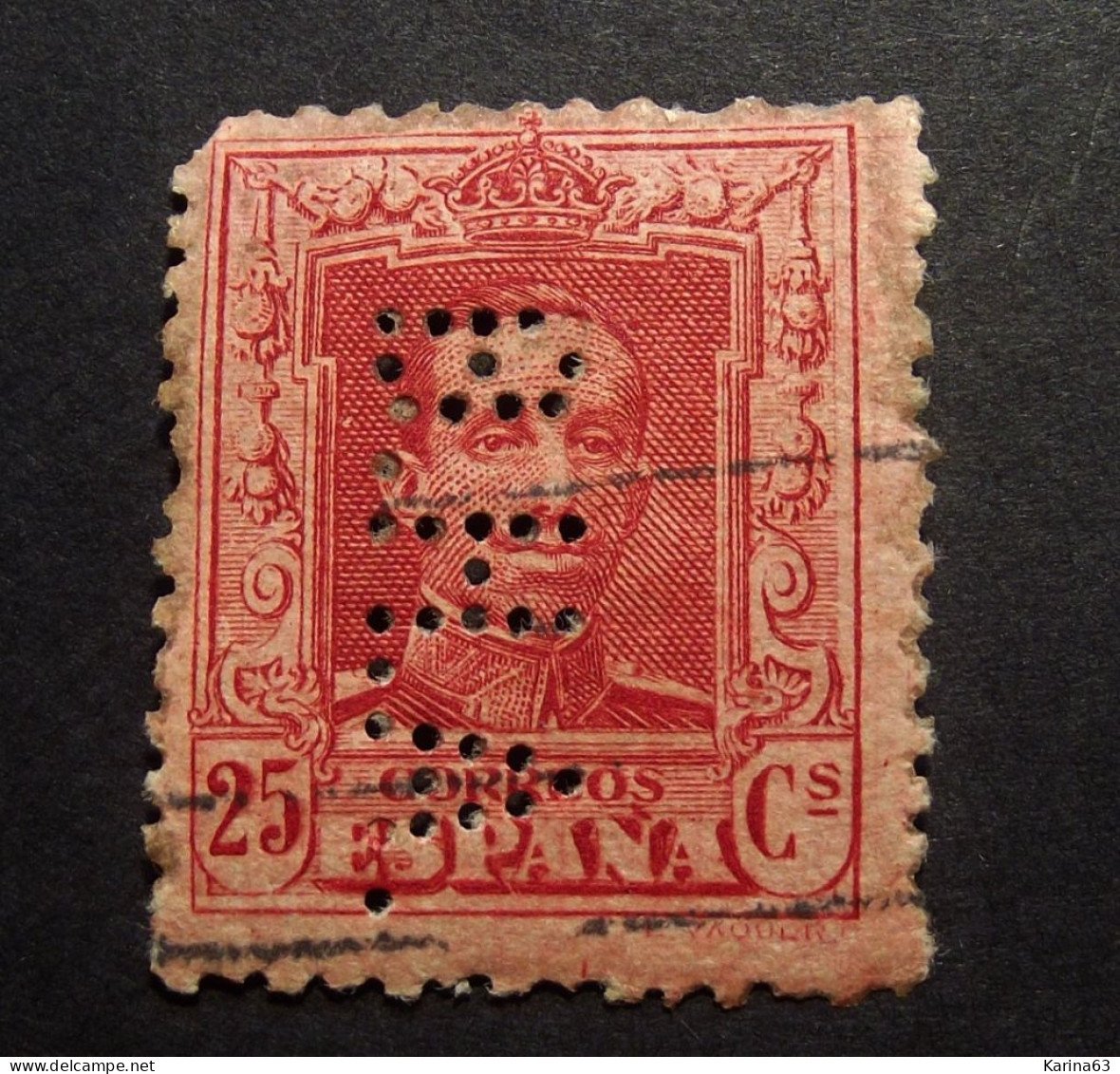 Espana - Spain - Alfonso XIII -  Perfin - Lochung  With Number -  B.H.A. -  Banco Hispano Americano - Madrid - Cancelled - Used Stamps