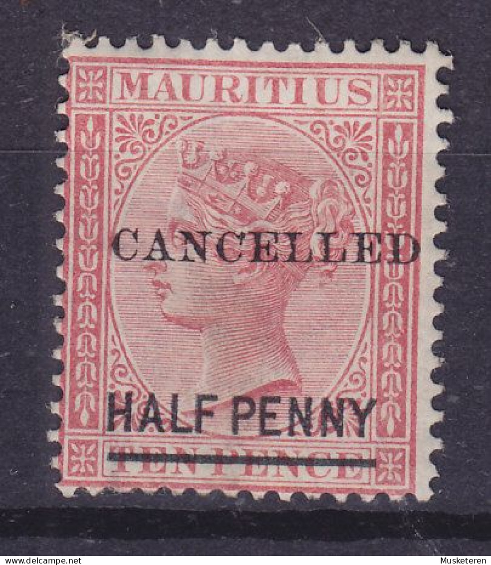 Mauritius 1877 Mi. 40, HALF PENNY/10p. 'CANCELLED' Queen Victoria Overprinted Aufdruck, MNG(*) - Mauricio (...-1967)