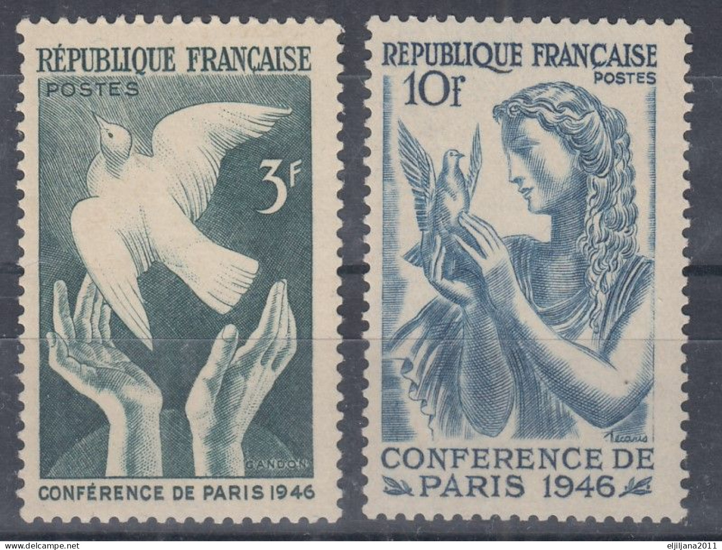 ⁕ FRANCE 1946 ⁕ Peace Conference, Paris Mi.763/764 ⁕ 2v MLH - Neufs