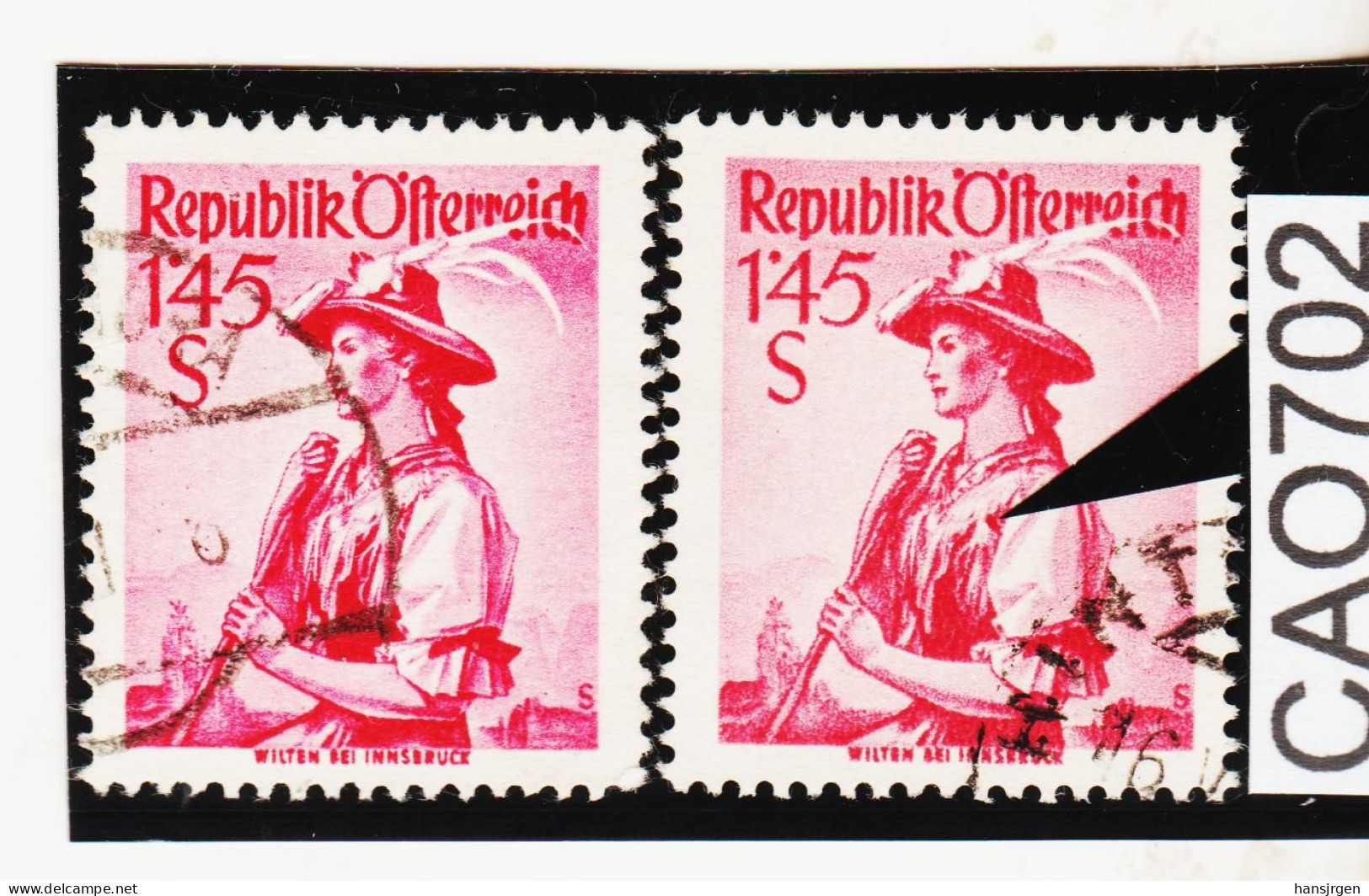 CAO702 ÖSTERREICH 1951 PLATTENFEHLER Michl 915 IV " RISS IN BLUSE " Gestempelt SIEHE ABBILDUNG - Errors & Oddities