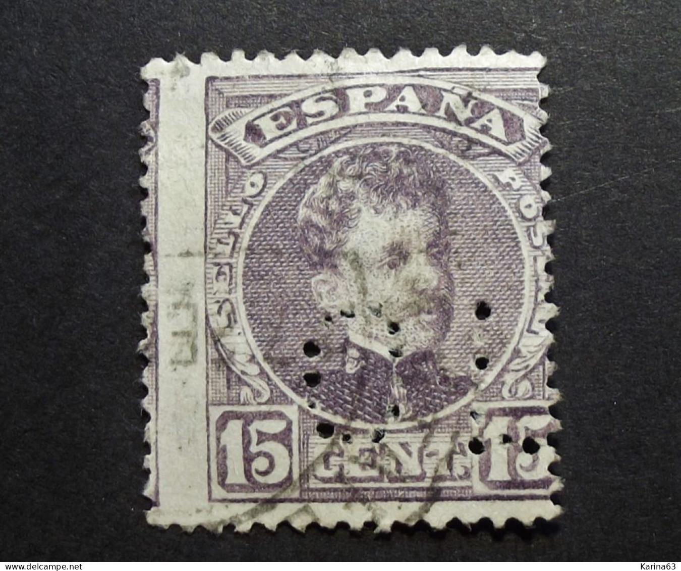 Espana - Spain - Alfonso XIII -  Perfin - Lochung  With Number - C L - Credito Lyones - Cancelled - Usati