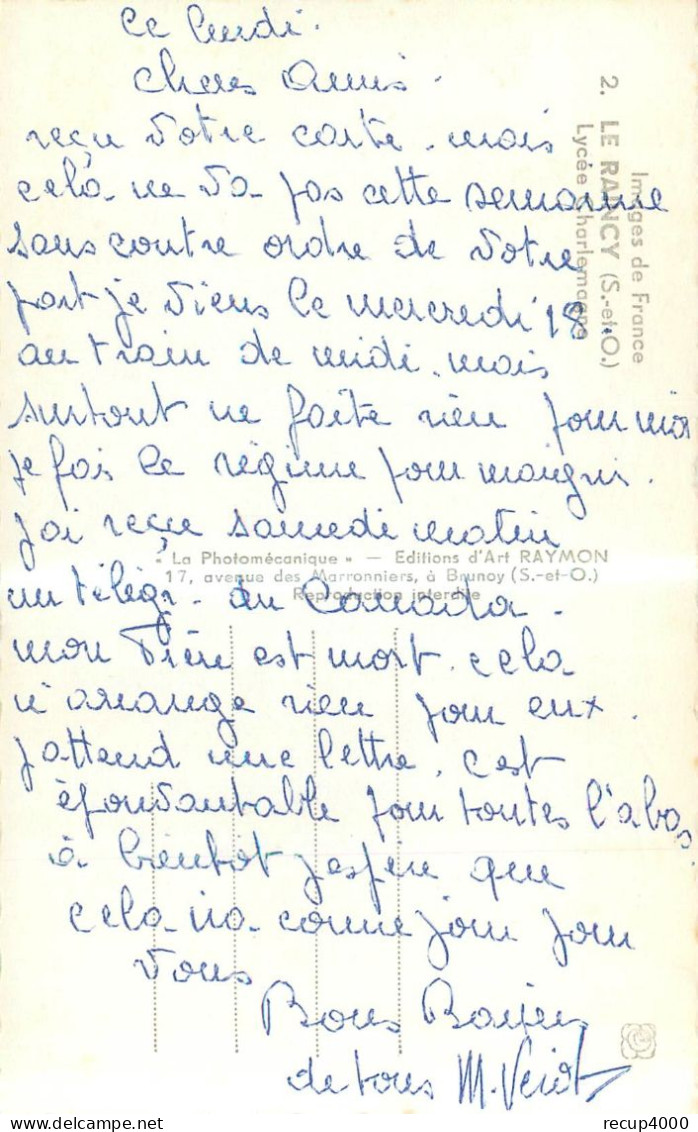 93 LE RAINCY    Lycée Charlemagne    Cpsm  2 Scans - Le Raincy