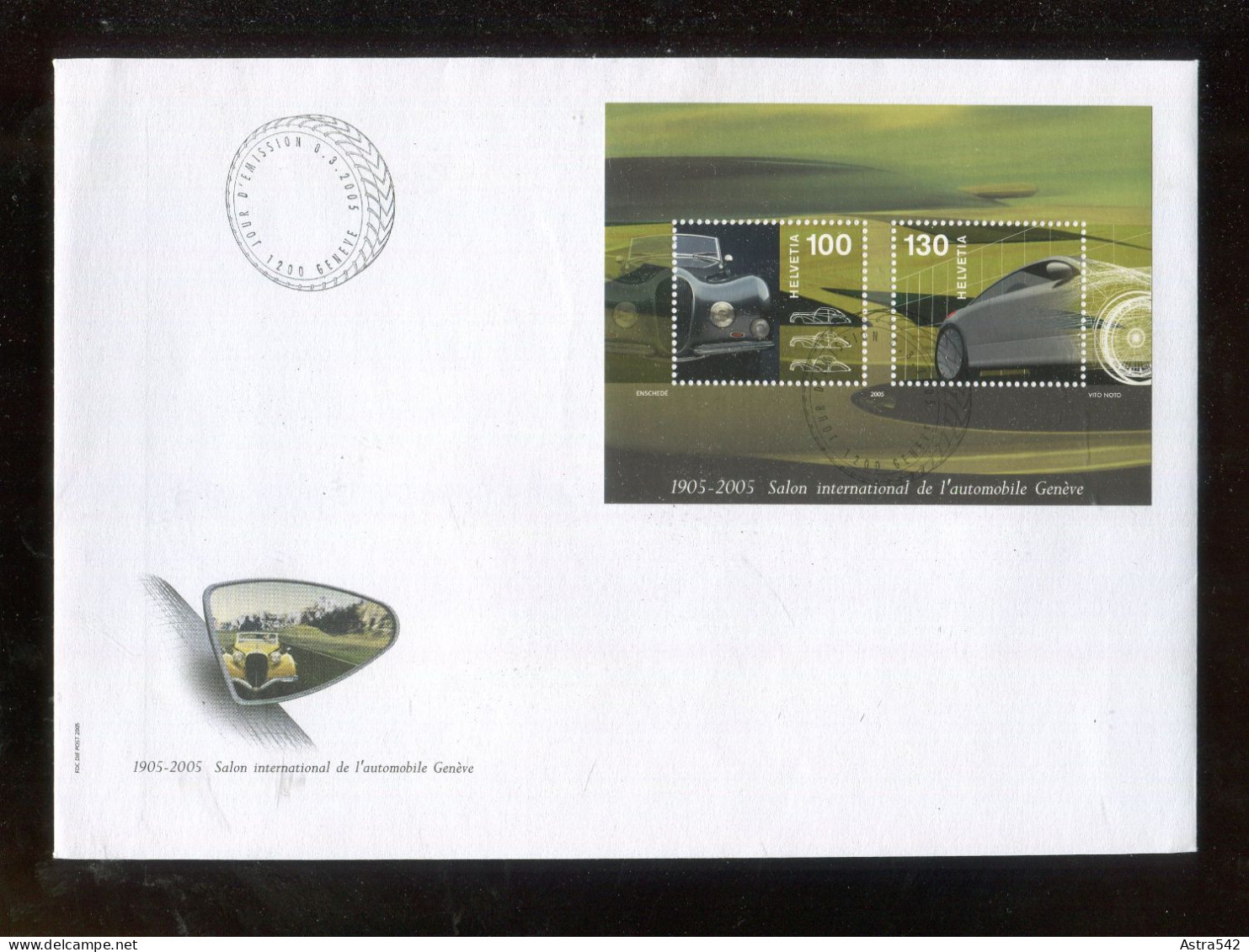 "SCHWEIZ" 2005, Block 38 "Automobil-Salon Genf" FDC (A1263) - FDC