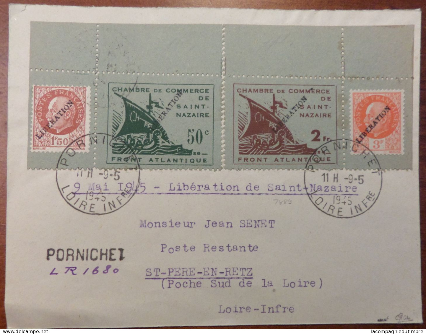 France Libération Saint-Nazaire Superbe Lettre Entière De Mai 1945. TB Et Rare! Signé Calves. - Befreiung