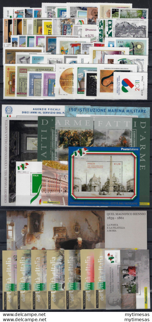 2011 Italia Annata Completa 54v.+17MS+1booklet MNH - Autres & Non Classés