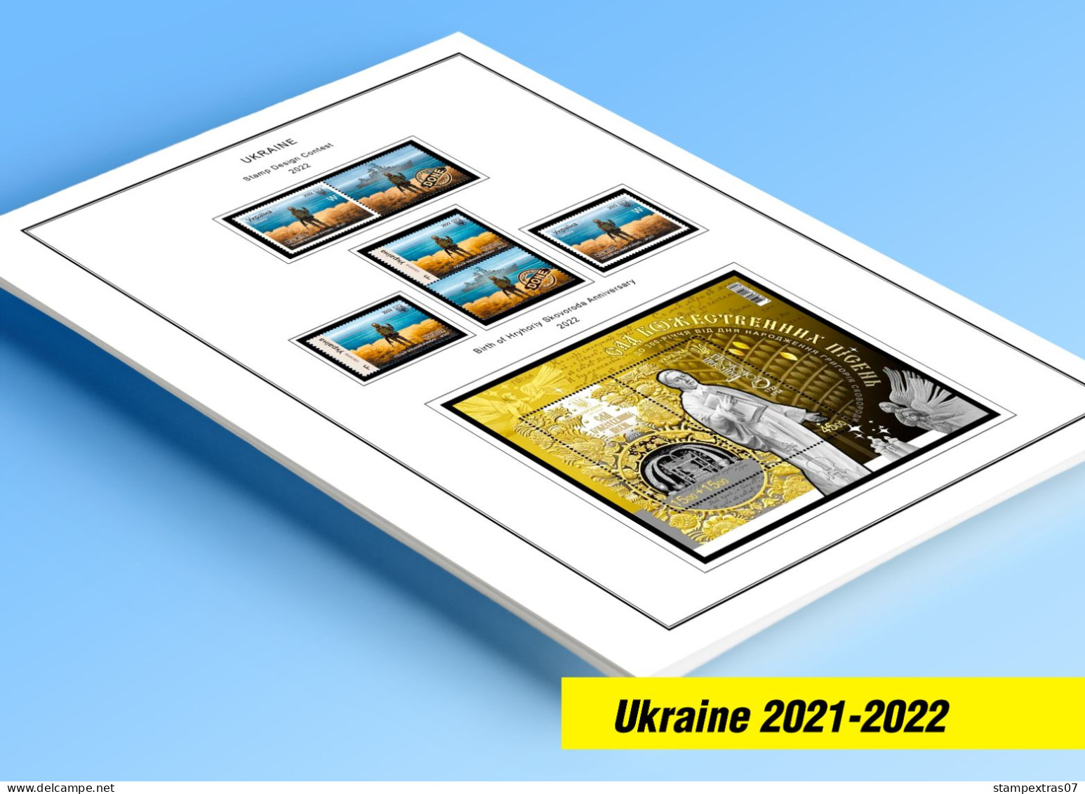 COLOR PRINTED UKRAINE 2021-2022 STAMP ALBUM PAGES (17 Illustrated Pages) >> FEUILLES ALBUM - Pre-printed Pages