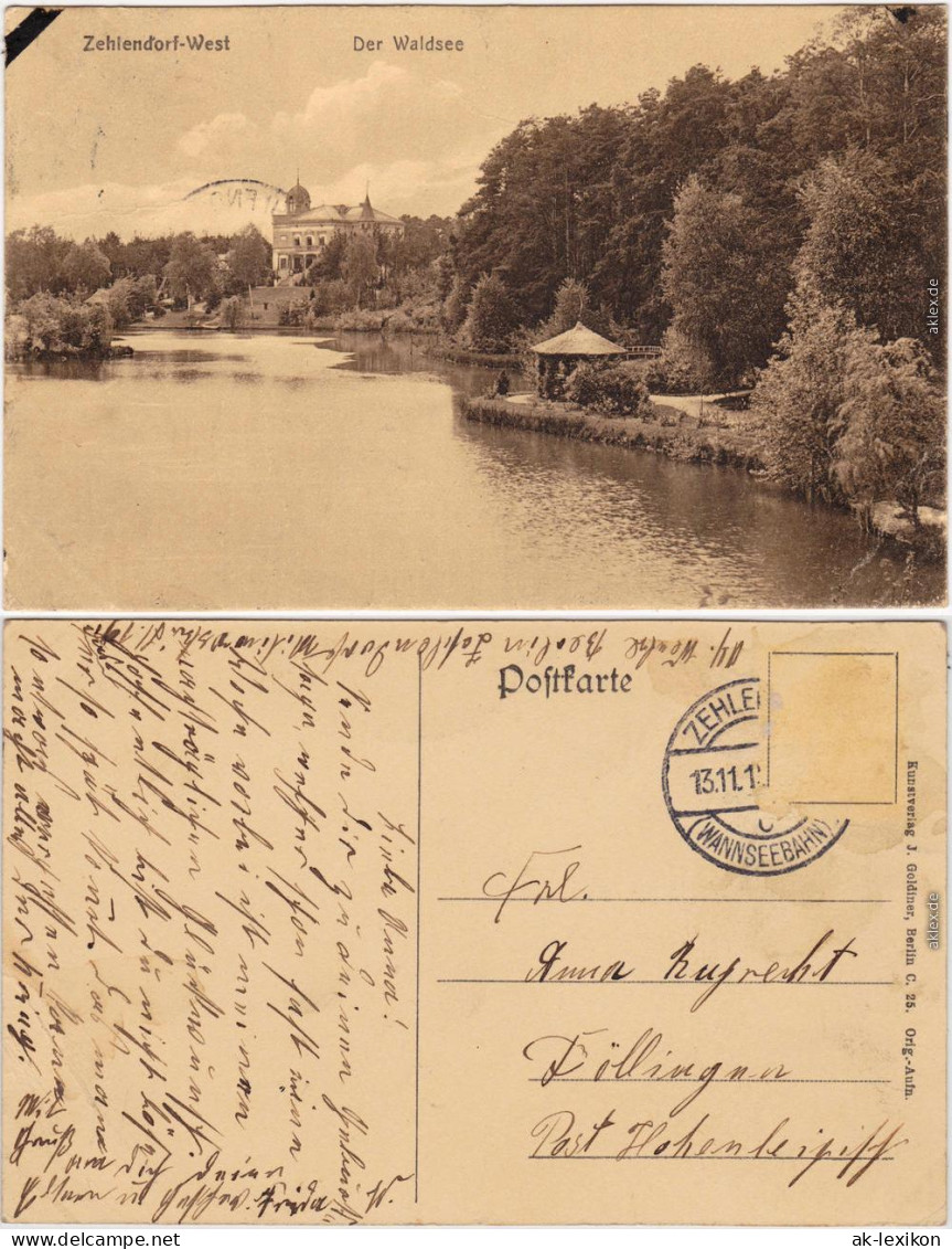 Ansichtskarte Zehlendorf Berlin Der Waldsee, Villen, Pavillon 1914 - Zehlendorf