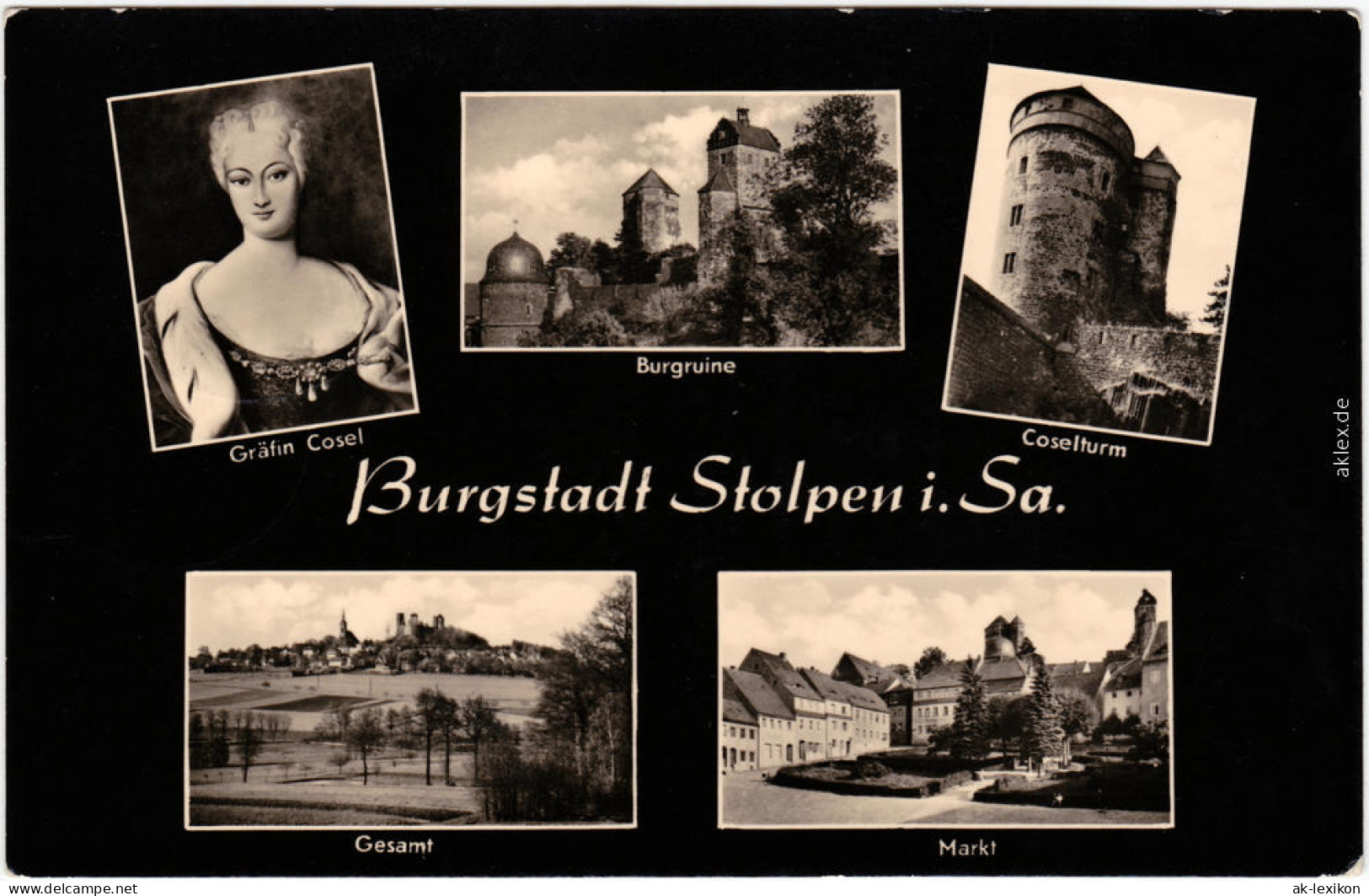 Stolpen Burg, Gräfin Cosel, Markt 1958 - Stolpen