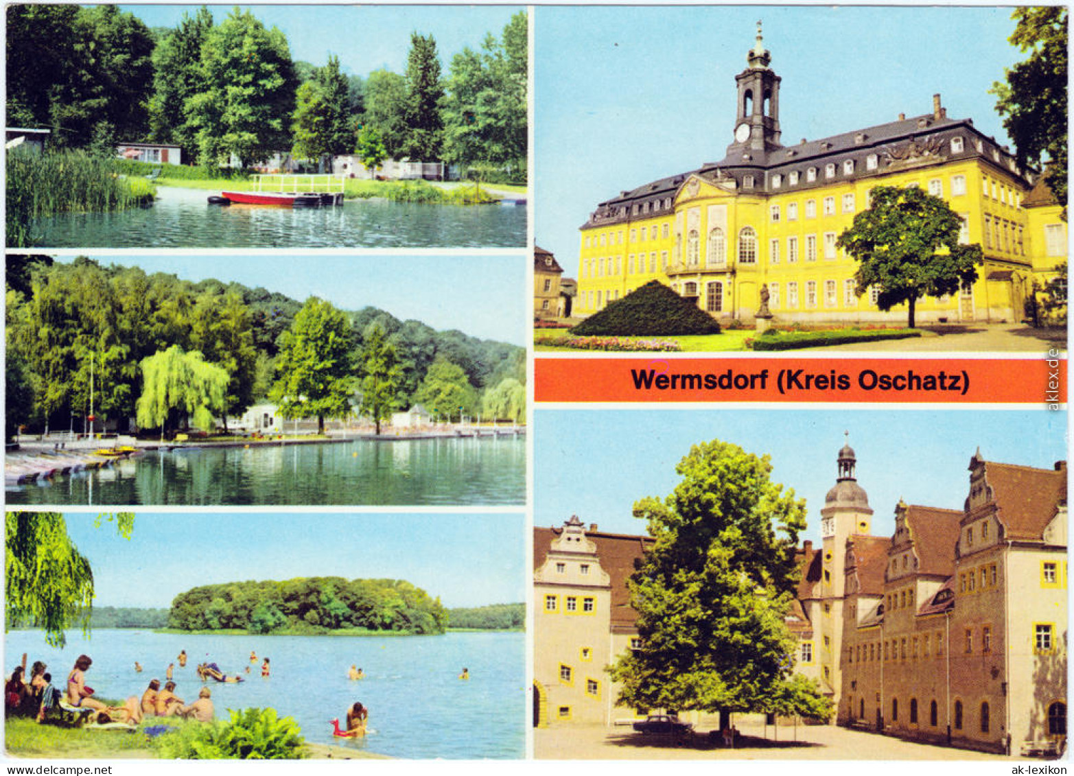 Wermsdorf Horstseeinsel, Horstseebad, Jagdschloss Ansichtskarte 1980 - Wermsdorf