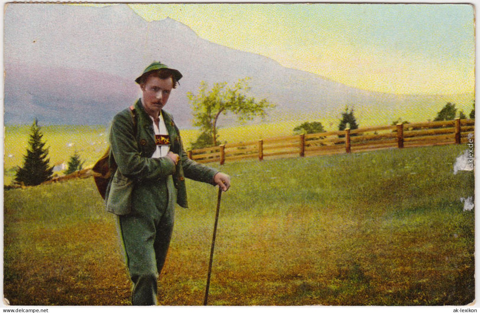  Wanderer In Tracht - Alm - Liederkarte Von Einem Bergli Muss I Scheiden 1913  - Musique