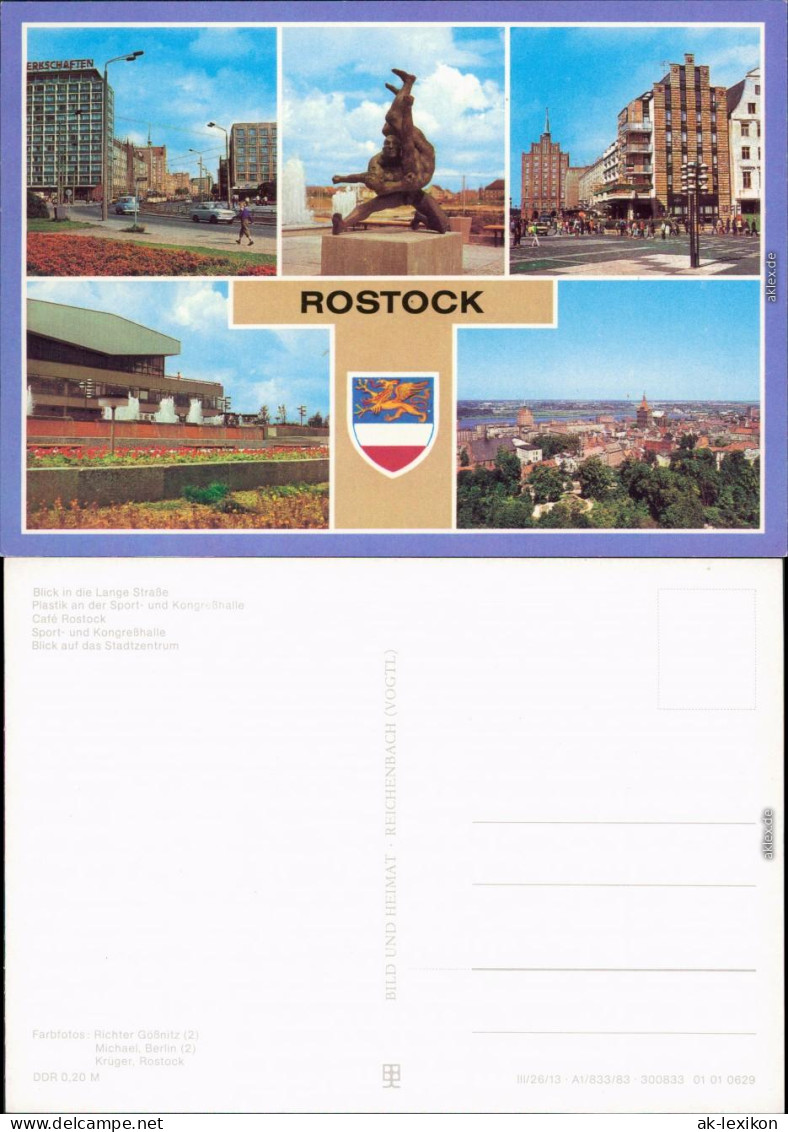 Rostock Lange Straße, Plastik, Sport- Kongreßhalle, Café Rostock, Zentrum 1983 - Rostock